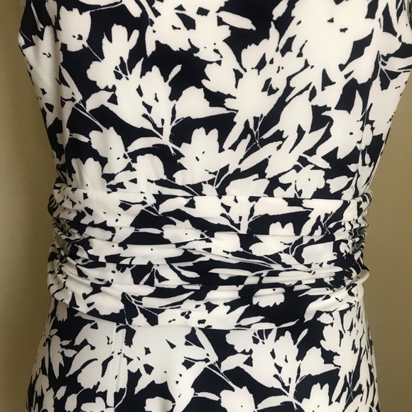 Chaps Shirred Waist Dress Size M Black & White - Picture 7 of 7